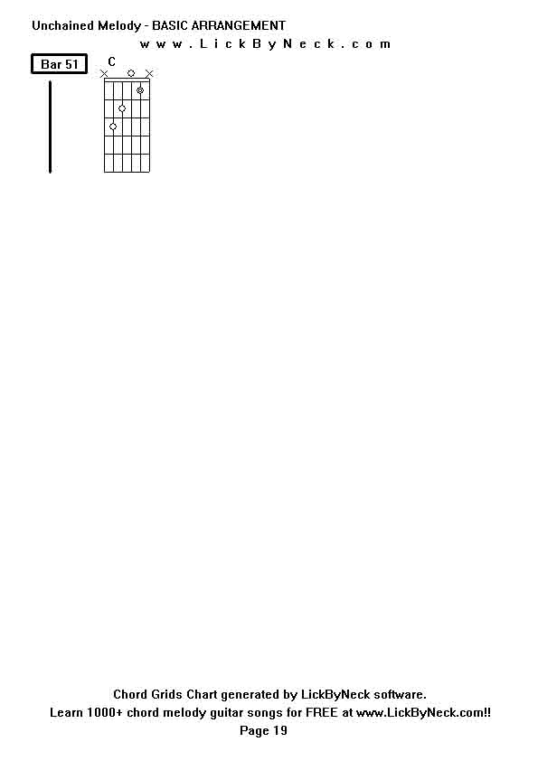 Chord Grids Chart of chord melody fingerstyle guitar song-Unchained Melody - BASIC ARRANGEMENT,generated by LickByNeck software.